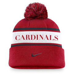 St. Louis Cardinals Team Stripe Peak Cuffed Knit Hat with Pom Red | Nike