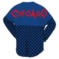 Chicago Cubs Women's Checker Print Long Sleeve T-Shirt Royal