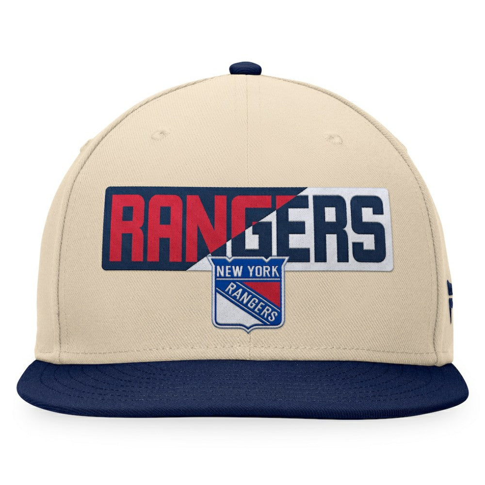 New York Rangers Fanatics Goalaso Snapback Hat Cream/Navy