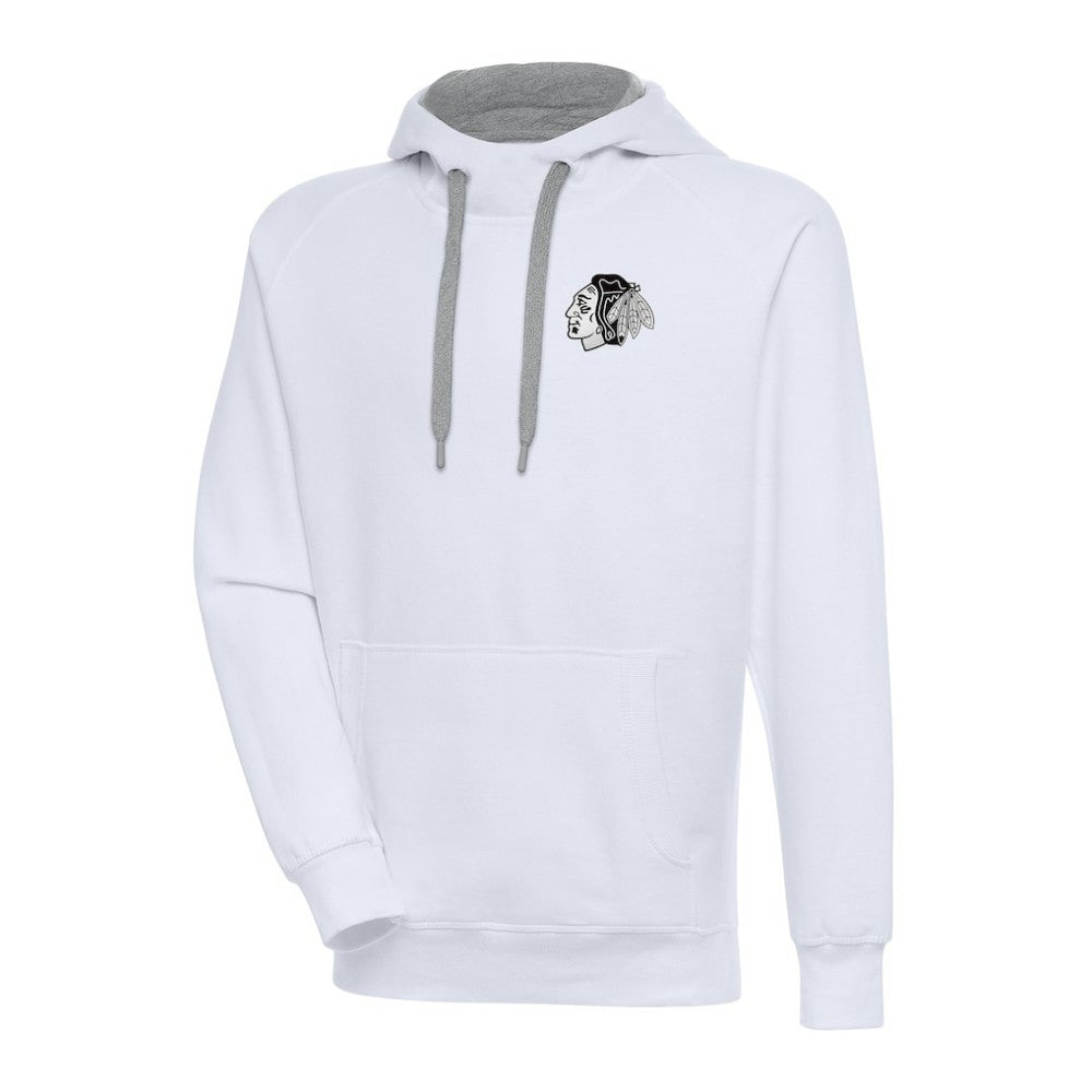 Chicago Blackhawks Antigua Metallic Logo Victory Pullover Hoodie White