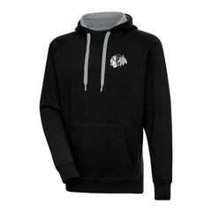 Chicago Blackhawks Antigua Metallic Logo Victory Pullover Hoodie Black