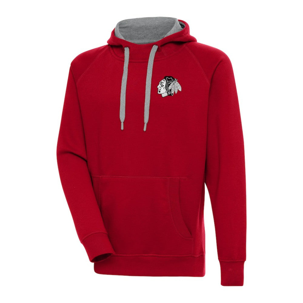 Chicago Blackhawks Antigua Metallic Logo Victory Pullover Hoodie Red