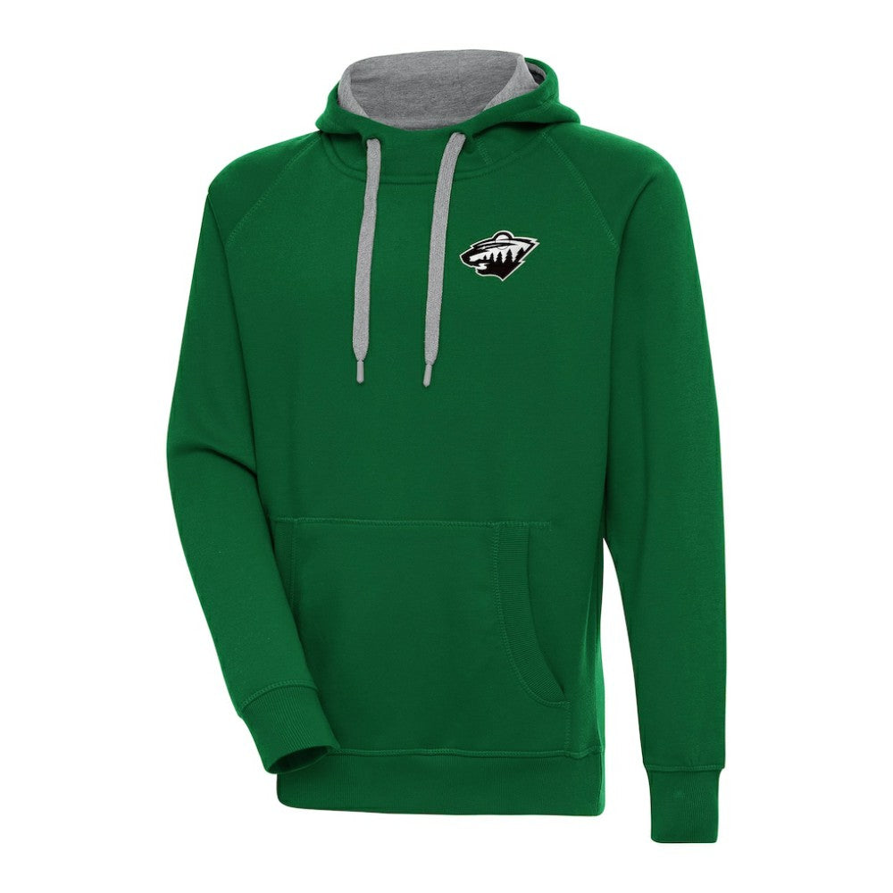 Minnesota Wild Antigua Metallic Logo Victory Pullover Hoodie Green