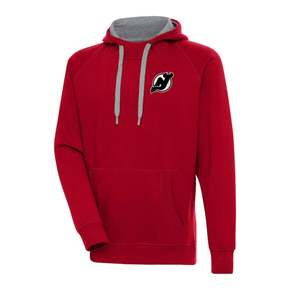 New Jersey Devils Antigua Metallic Logo Victory Pullover Hoodie Red