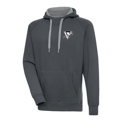 Pittsburgh Penguins Antigua Metallic Logo Victory Pullover Hoodie Charcoal