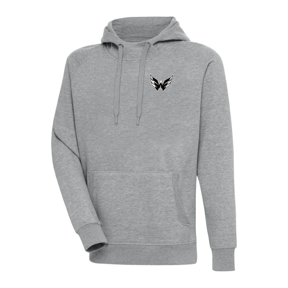 Washington Capitals Antigua Metallic Logo Victory Pullover Hoodie Heather Gray