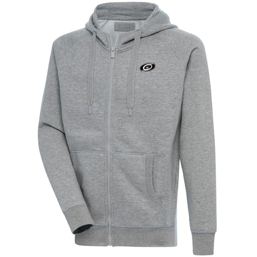 Carolina Hurricanes Antigua Metallic Logo Victory Full-Zip Hoodie Heather Gray