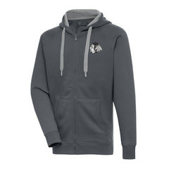 Chicago Blackhawks Antigua Metallic Logo Victory Full-Zip Hoodie Charcoal
