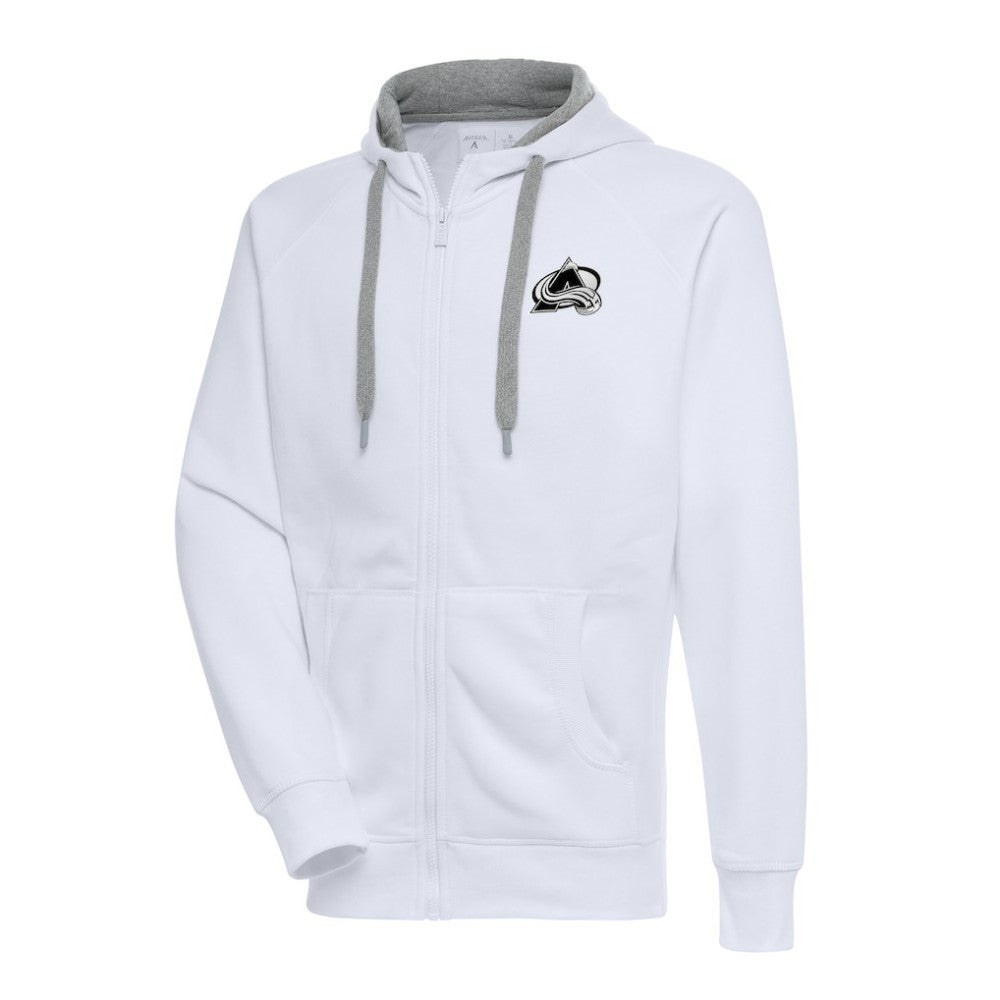 Colorado Avalanche Antigua Metallic Logo Victory Full-Zip Hoodie White