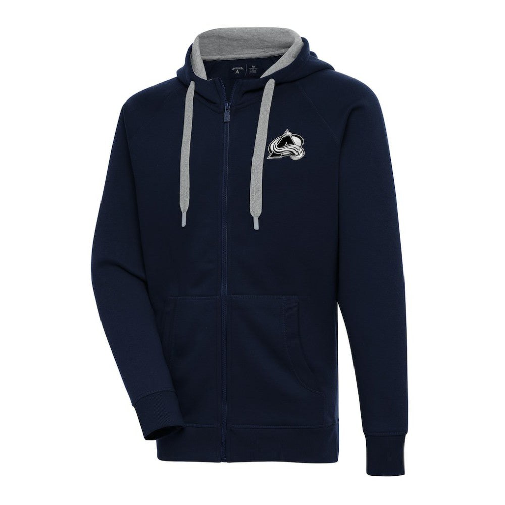 Colorado Avalanche Antigua Metallic Logo Victory Full-Zip Hoodie Navy