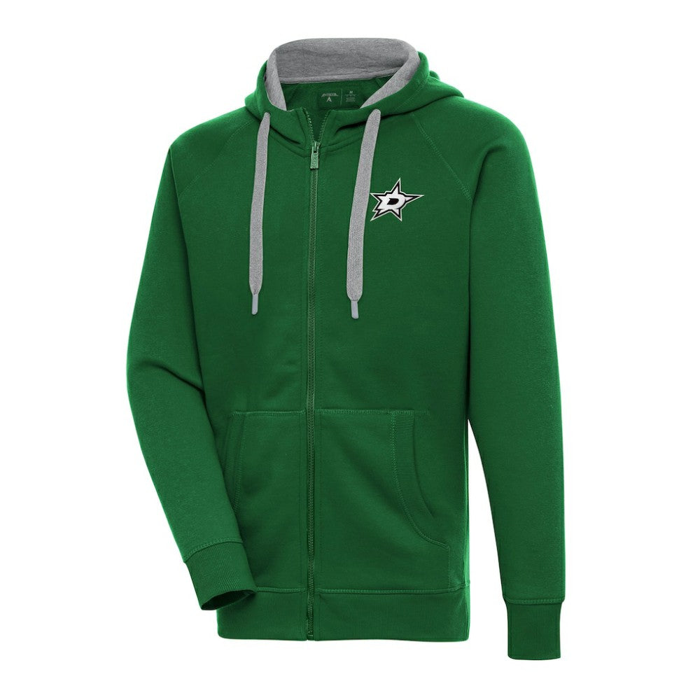 Dallas Stars Antigua Metallic Logo Victory Full-Zip Hoodie Kelly Green
