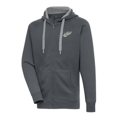 Detroit Red Wings Antigua Metallic Logo Victory Full-Zip Hoodie Charcoal