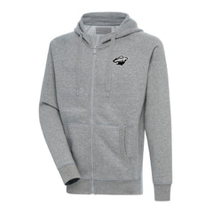 Minnesota Wild Antigua Metallic Logo Victory Full-Zip Hoodie Heather Gray