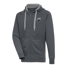 Minnesota Wild Antigua Metallic Logo Victory Full-Zip Hoodie Charcoal