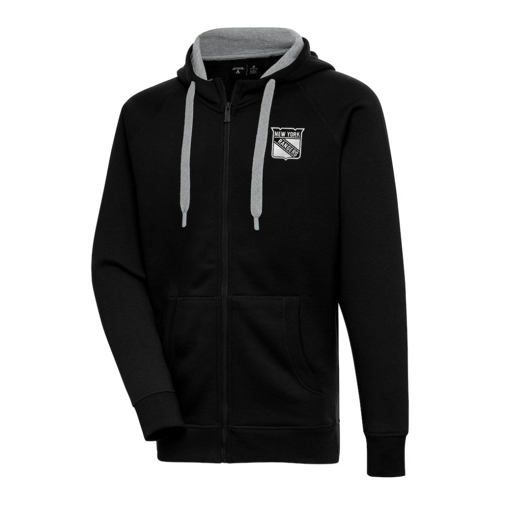 New York Rangers Antigua Metallic Logo Victory Full-Zip Hoodie Black