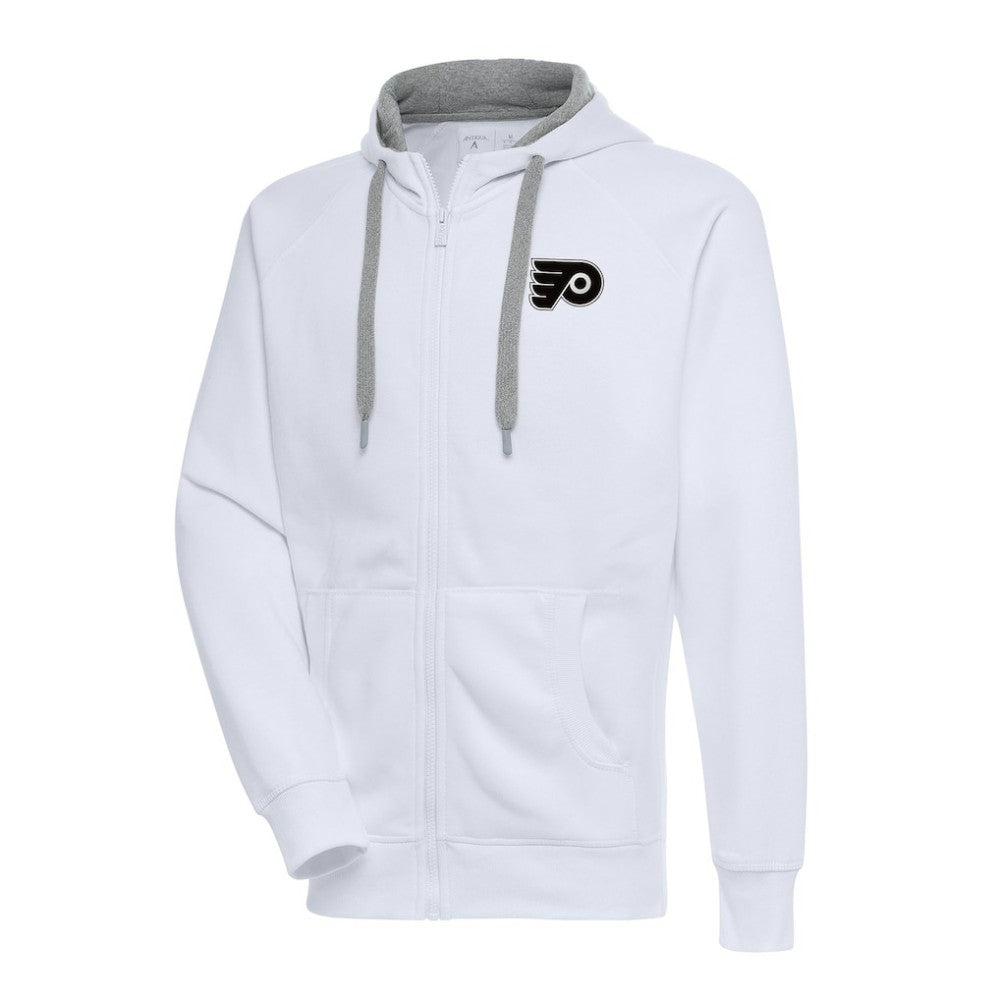 Philadelphia Flyers Antigua Metallic Logo Victory Full-Zip Hoodie White