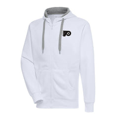 Philadelphia Flyers Antigua Metallic Logo Victory Full-Zip Hoodie White