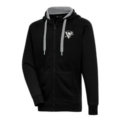 Pittsburgh Penguins Antigua Metallic Logo Victory Full-Zip Hoodie Black