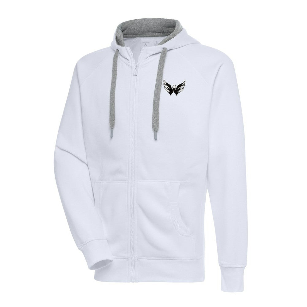 Washington Capitals Antigua Metallic Logo Victory Full-Zip Hoodie White