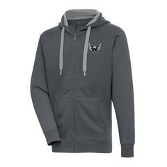 Washington Capitals Antigua Metallic Logo Victory Full-Zip Hoodie Charcoal