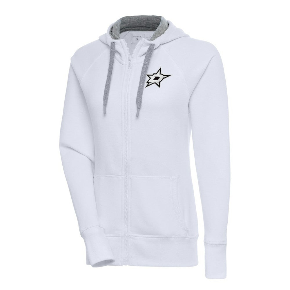Dallas Stars Antigua Women's Metallic Logo Victory Full-Zip Hoodie White