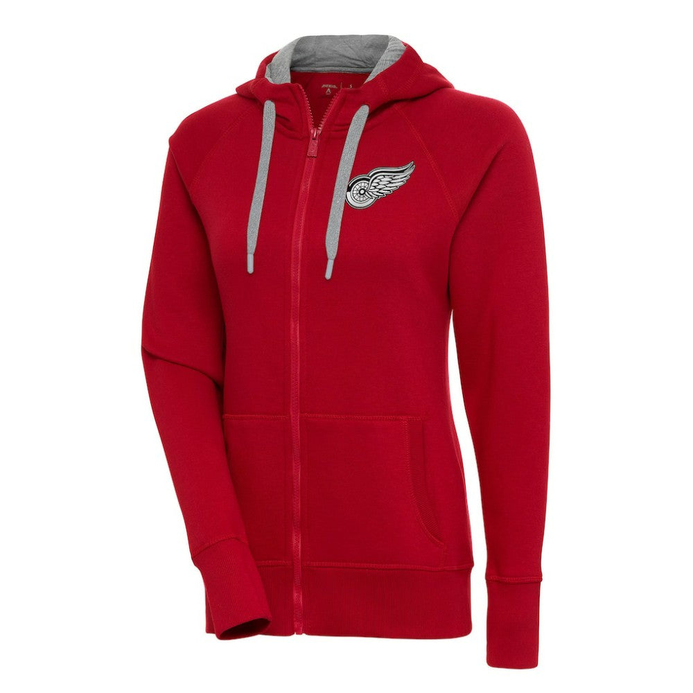 Detroit Red Wings Antigua Women's Metallic Logo Victory Full-Zip Hoodie Red
