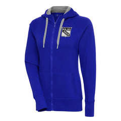 New York Rangers Antigua Women's Metallic Logo Victory Full-Zip Hoodie Blue