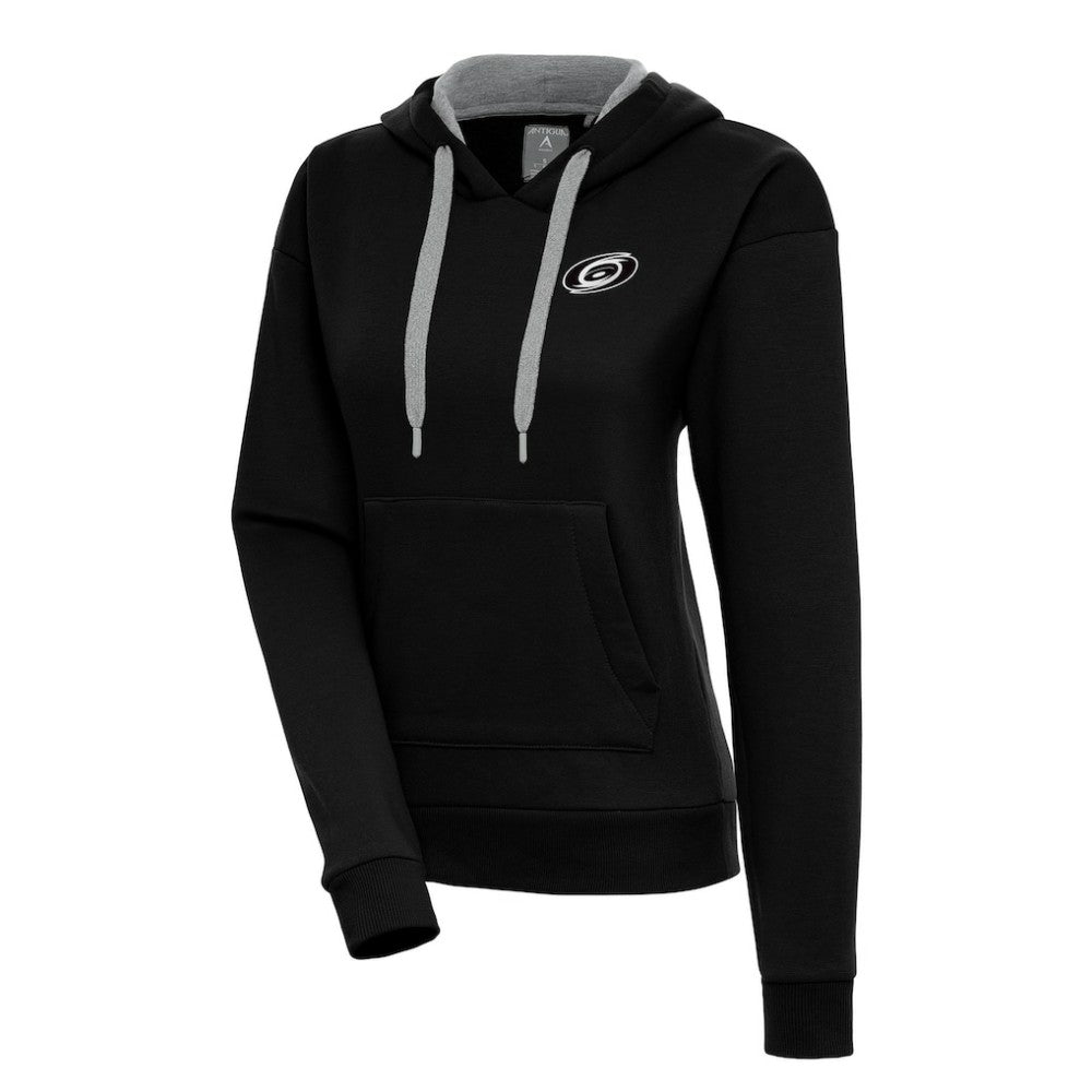 Carolina Hurricanes Antigua Women's Metallic Logo Victory Pullover Hoodie Black