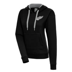 Detroit Red Wings Antigua Women's Metallic Logo Victory Pullover Hoodie Black