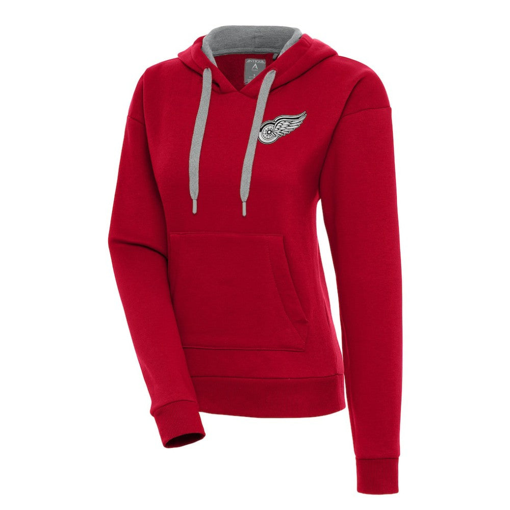 Detroit Red Wings Antigua Women's Metallic Logo Victory Pullover Hoodie Red