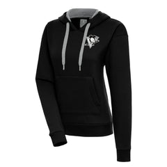 Pittsburgh Penguins Antigua Women's Metallic Logo Victory Pullover Hoodie Black