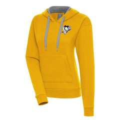 Pittsburgh Penguins Antigua Women's Metallic Logo Victory Pullover Hoodie Gold