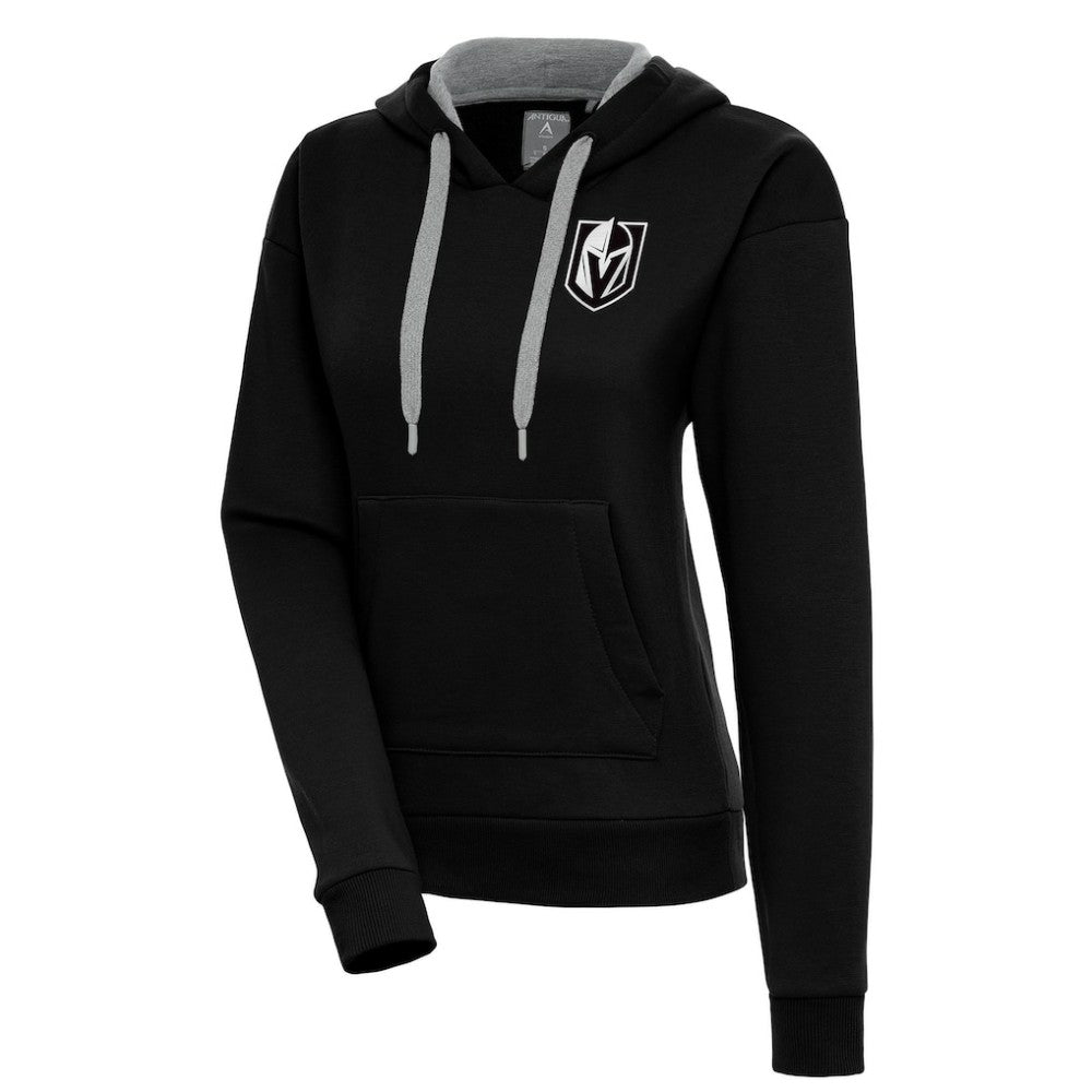 Vegas Golden Knights Antigua Women's Metallic Logo Victory Pullover Hoodie Black