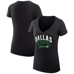 Dallas Stars G-III 4Her by Carl Banks Women's Super-Slim Fit Lightweight Filigree Logo V-Neck T-Shirt – Black