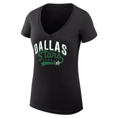 Dallas Stars G-III 4Her by Carl Banks Women's Super-Slim Fit Lightweight Filigree Logo V-Neck T-Shirt – Black