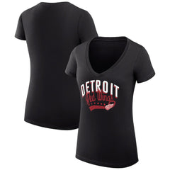 Detroit Red Wings G-III 4Her by Carl Banks Women's Super-Slim Fit Lightweight Filigree Logo V-Neck T-Shirt – Black