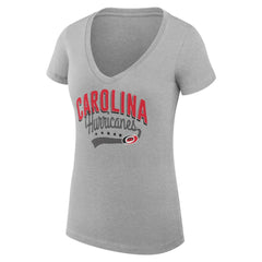 Carolina Hurricanes G-III 4Her by Carl Banks Women's Super-Slim Fit Lightweight Filigree Logo V-Neck T-Shirt – Gray