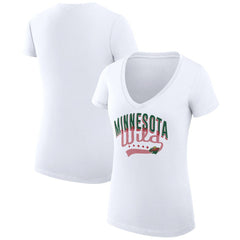 Minnesota Wild G-III 4Her by Carl Banks Women's Super-Slim Fit Lightweight Filigree Logo V-Neck T-Shirt – White