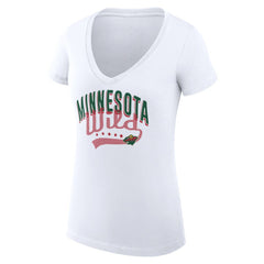Minnesota Wild G-III 4Her by Carl Banks Women's Super-Slim Fit Lightweight Filigree Logo V-Neck T-Shirt – White