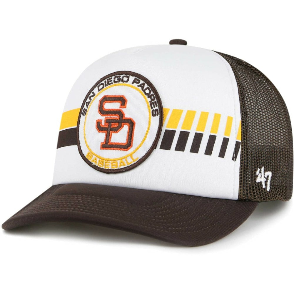 San Diego Padres Cooperstown Collection Wax Pack Express Trucker Adjustable Hat White/Brown | 47 brand