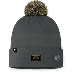Vegas Golden Knights Fanatics 2024 NHL Draft Cuffed Knit Hat with Pom Charcoal