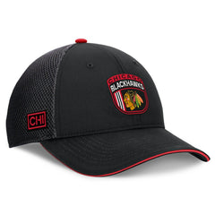 Chicago Blackhawks Fanatics 2024 NHL Draft On Stage Trucker Adjustable Hat Black