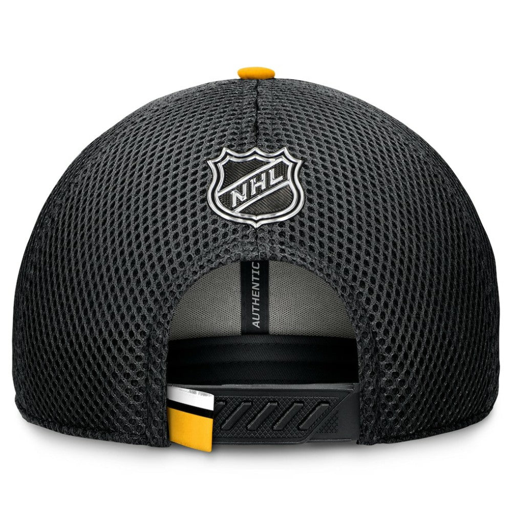 Pittsburgh Penguins Fanatics 2024 NHL Draft On Stage Trucker Adjustable Hat Black