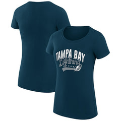 Tampa Bay Lightning G-III 4Her by Carl Banks Women's Super-Slim Fit Lightweight Filigree Logo T-Shirt – Navy