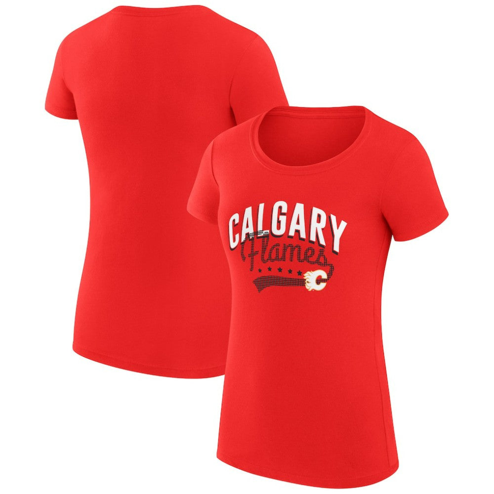 Calgary Flames G-III 4Her by Carl Banks Women's Super-Slim Fit Lightweight Filigree Logo T-Shirt – Red