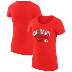 Calgary Flames G-III 4Her by Carl Banks Women's Super-Slim Fit Lightweight Filigree Logo T-Shirt – Red