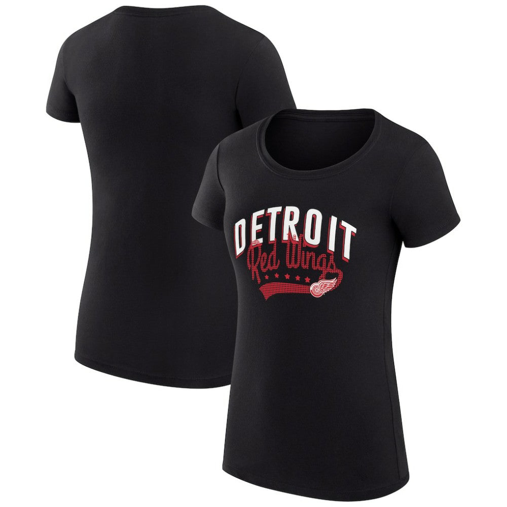 Detroit Red Wings G-III 4Her by Carl Banks Women's Super-Slim Fit Lightweight Filigree Logo T-Shirt – Black