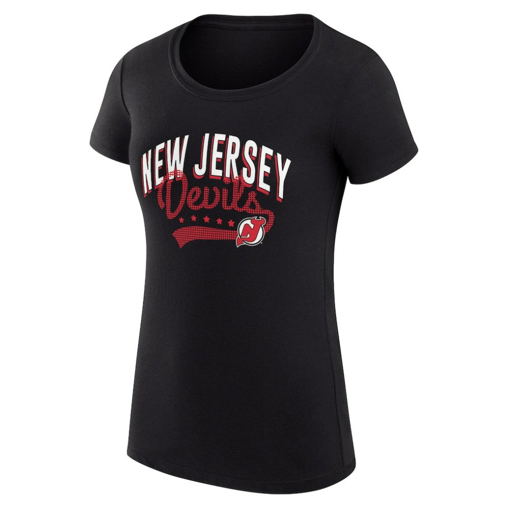 New Jersey Devils G-III 4Her by Carl Banks Women's Super-Slim Fit Lightweight Filigree Logo T-Shirt – Black