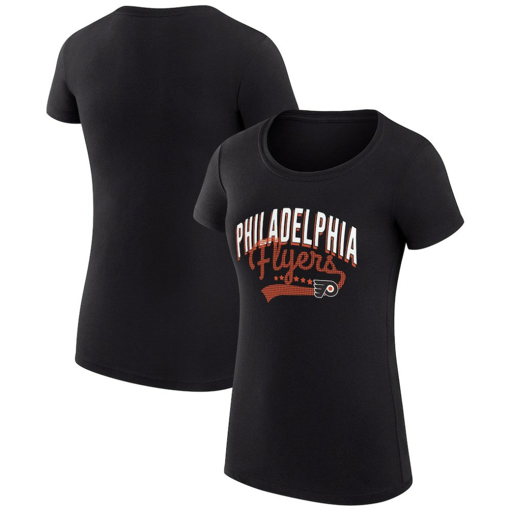 Philadelphia Flyers G-III 4Her by Carl Banks Women's Super-Slim Fit Lightweight Filigree Logo T-Shirt – Black