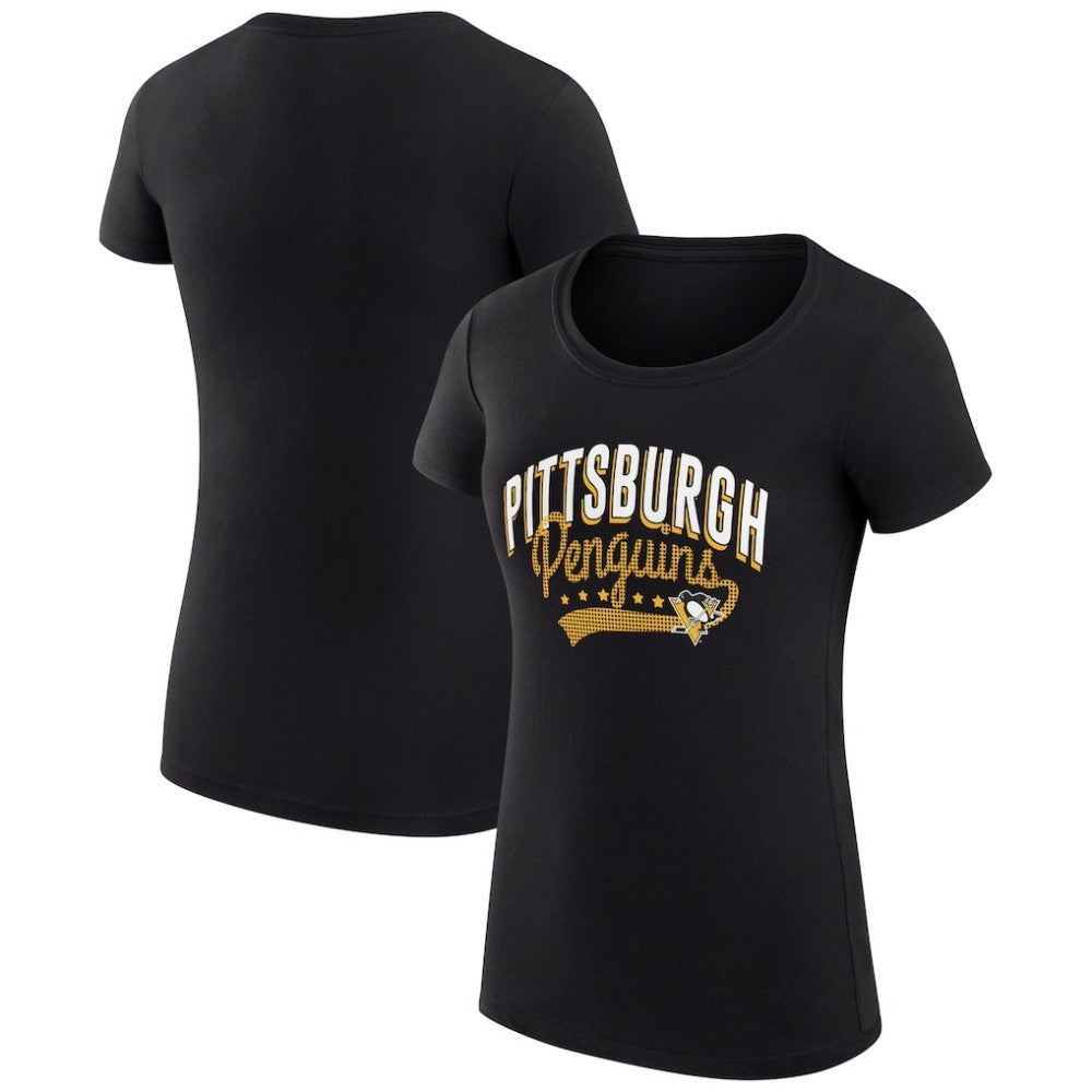 Pittsburgh Penguins G-III 4Her by Carl Banks Women's Super-Slim Fit Lightweight Filigree Logo T-Shirt – Black
